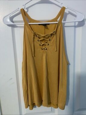 Forever 21 Mustard Lace-Up Tank Top